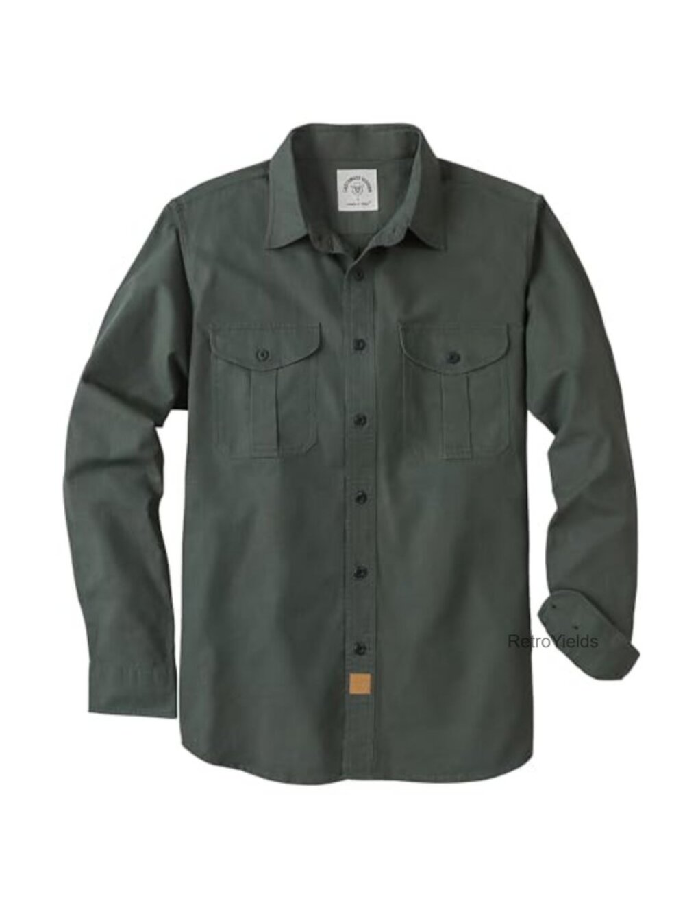 Canvas Button Up Work Shirt Long Sleeve Cotton Stretch